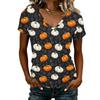 Women's V-Neck Halloween Print Lightweight Blouse for Spring and Summer