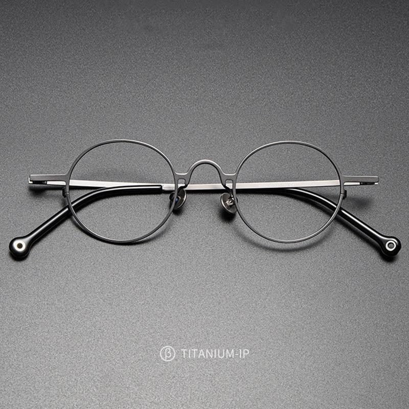 Japanese Retro Personalized Ultralight Pure Titanium Optical Prescription Glasses Frame for Men and Women Round Frame Glasses