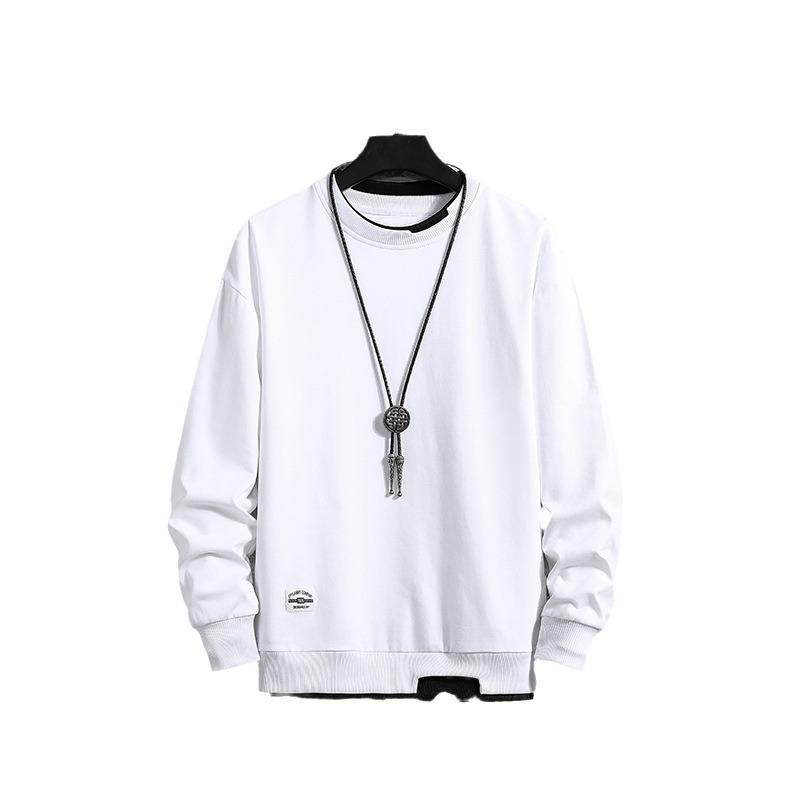 Men's and Japanese Fashion Fake Two-piece Men's and Women's Long-sleeved Sweater, Teen Student Pullover Bottoming Shirt