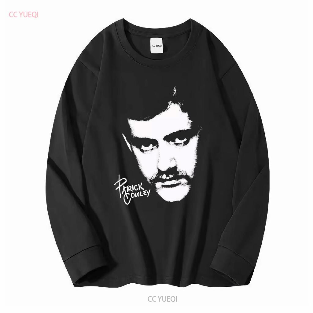 Signaturní tričko Patrick Cowley Černé s dlouhým nebo krátkým rukávem vintage Prané streetwearová móda Prodyšné Ležérní Všestranné Měkké