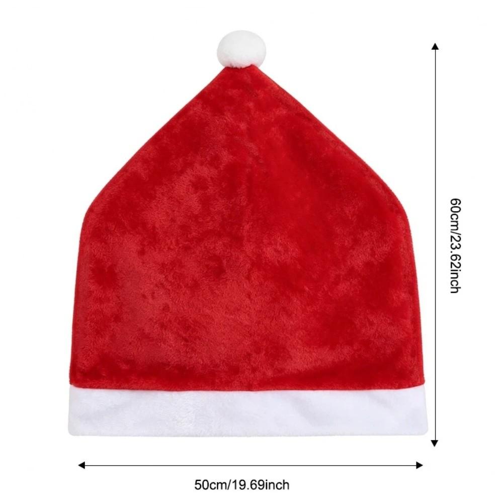 Cartoon Christmas Chair Covers Removable Comfortable Red Chair Back Cover Washable Christmas Hat Plush Stool Covers Banquet
