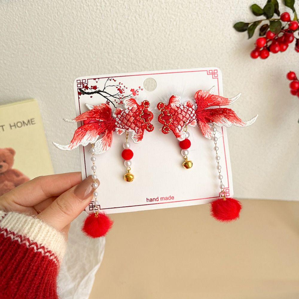 2 szt. Nowy rok nakrycie głowy Hanfu klips boczny w stylu chińskim peruka warkocz szpilka dziecięca kokardka szpilka do włosów dziewczyny