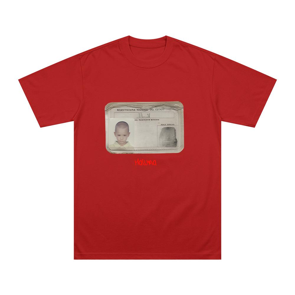 

Maluma I.D. Card T-shirt Loco X Volver Vintage Graphic Print Tshirt Women Men Aesthetic Street Style Cotton Short Sleeve Tee Y2K XS червоний