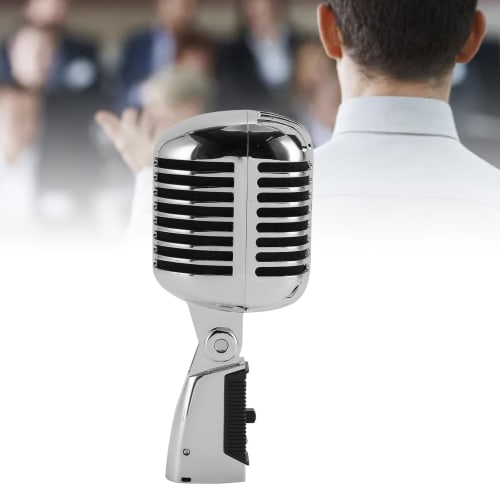 Retro Dynamic Vocal Microphone, Old Vintage Style Cardioid Microphone, Zinc Alloy Classic Microphone for KTV, Live Performance, Studio Recording, Podc