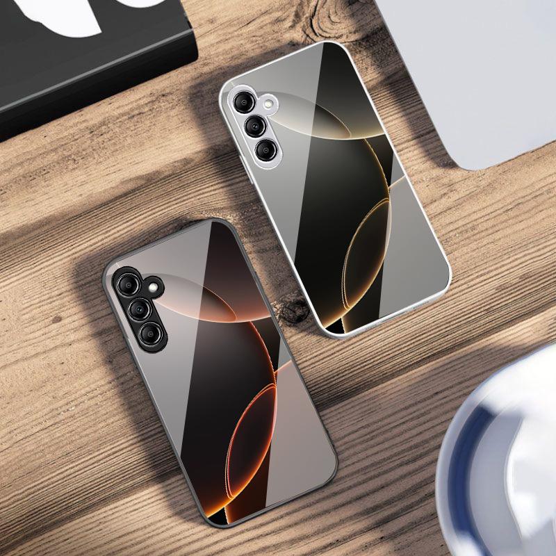 Geometric Semicircle For Samsung Galaxy A14 4G 20 30 52 20S 21S 22 A32 33 34 42 50 51 53 54 70 71 72 73 5G Glass Phone Case