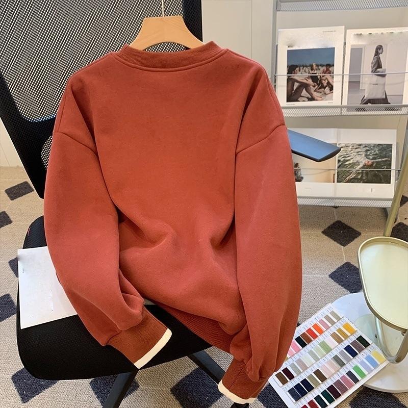 Sweat-shirt Femme Automne et Hiver Lapin Sens du Design Américain Rétro Petit Homme Col Rond Pull Top