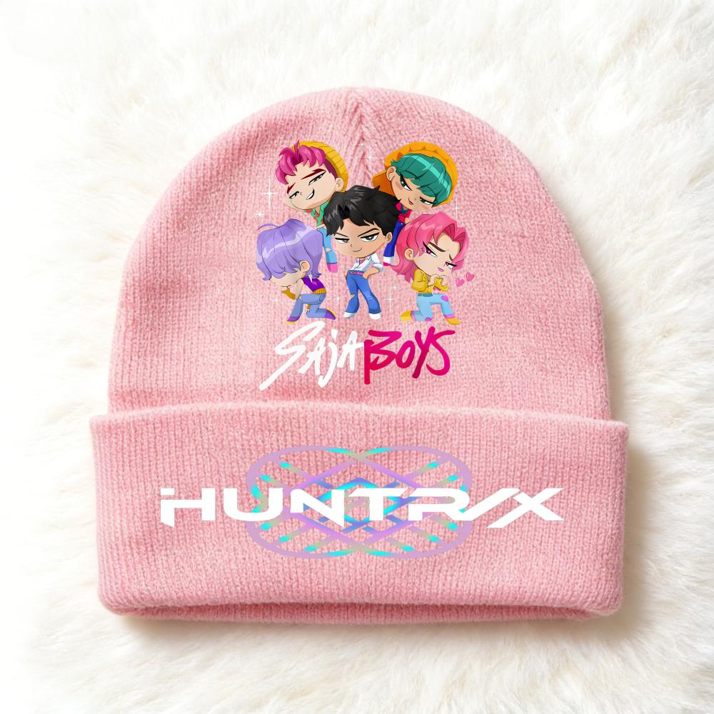 Berretto lavorato a maglia per bambini con stampa Anime Kpop Demon Hunters, Filato di lana, Stagione autunnale, Stagione fredda, Cappello alla moda per bambini, Copricapo, Abbigliamento