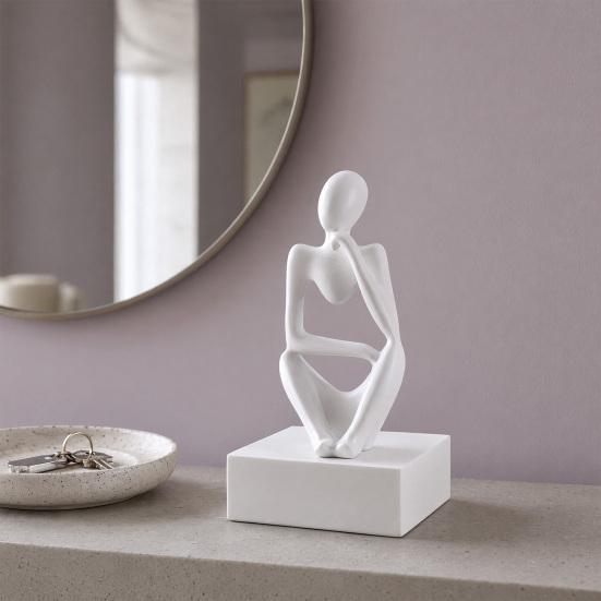 Jijijing Thinker Statue, Modern Abstract Art Sculpture, 3D Printed Collectible Figurine for Home Office Bookshelf Desktop Decor