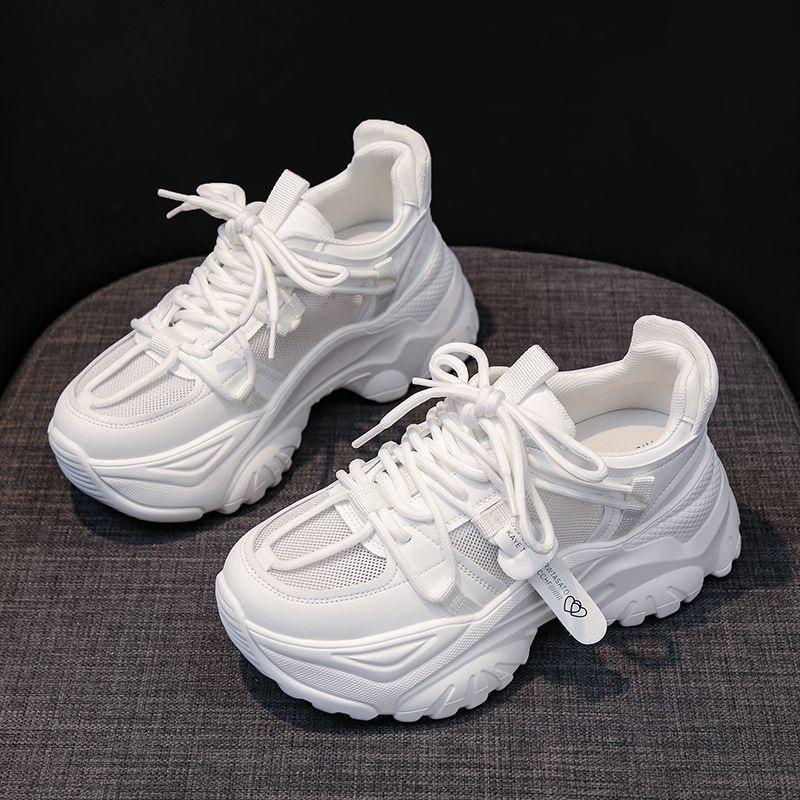 

Dad shoes autumn new thick-soled sports Xiaobai breathable mesh surface increase leisure 35 белый