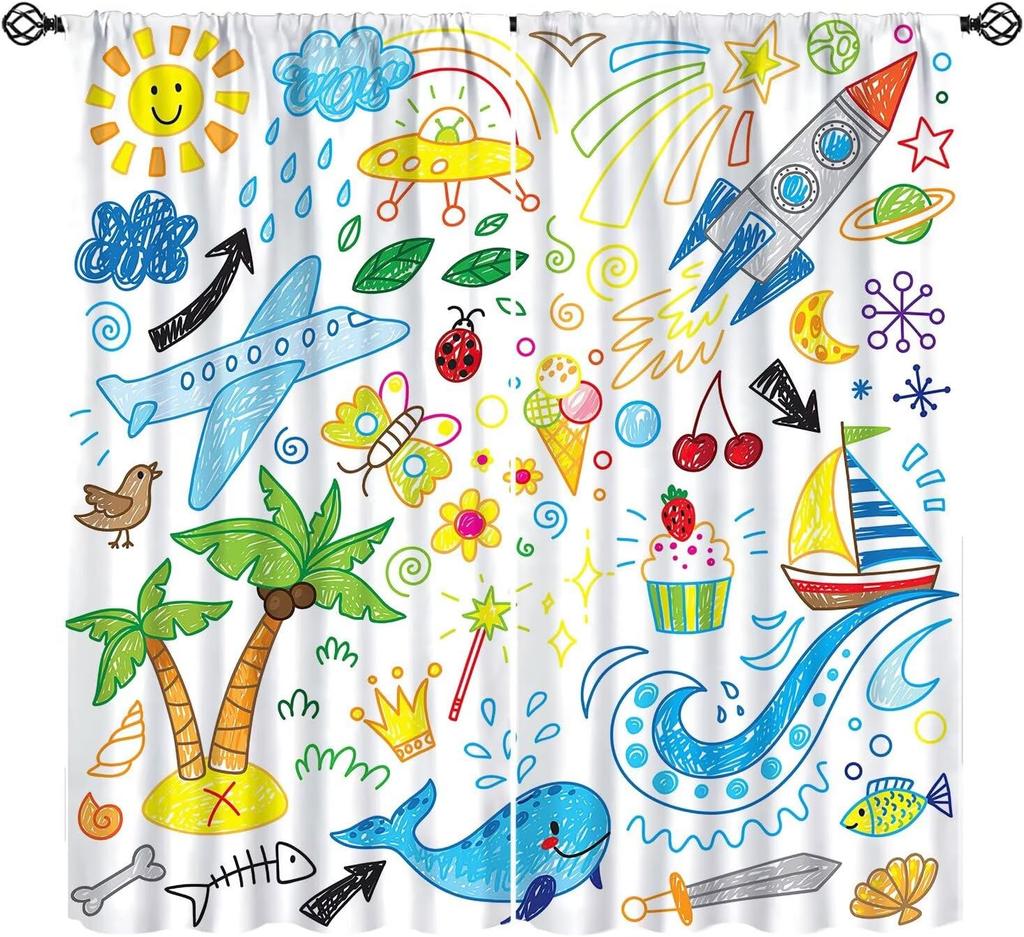 Abc Classroom Curtains Kids Curtains Colorful Cartoon Dinosaur Alphabet Learning Boys Girls Window Treatments Toddler Bedroom