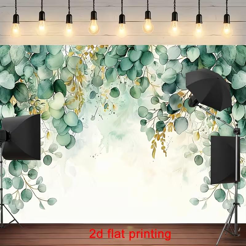 2D Watercolor Eucalyptus Garage Door Backdrop Party Photo Background Cloth