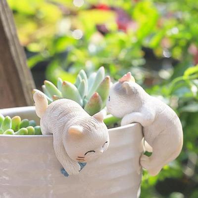 Figuritas de Gato Colgantes en Miniatura Abrazador de Maceta Jarrón Gatito de Resina Macetero Colgante Estatua de Gato para Bonsái Terrario Borde Decoraciones de Jardín de Hadas