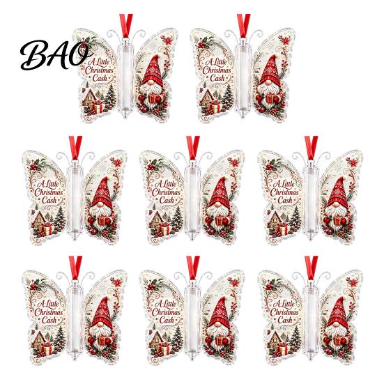 Feiertagsparty Hängende Dekoration Schmetterling Bargeldgeschenk-Schmuckstück, Weihnachts-Geldhalter mit Acryl Festlichem Druck, Baumanhänger für Überraschungsgeschenke,