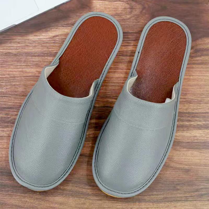 Closed-Toe Cowhide Slippers with Thickened Non-Slip Sole for All Seasons