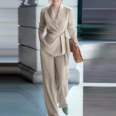 ZANZEA Camicetta cardigan casual da donna e pantaloni larghi a gamba larga Set completo a due pezzi