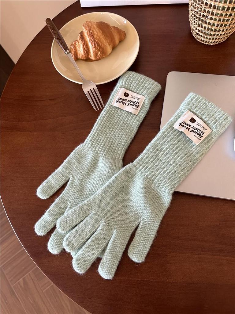 Lange gestrickte Fingerlose Touchscreen-Handschuhe mit verlängertem Handgelenkwärmer für Herbst & Winter