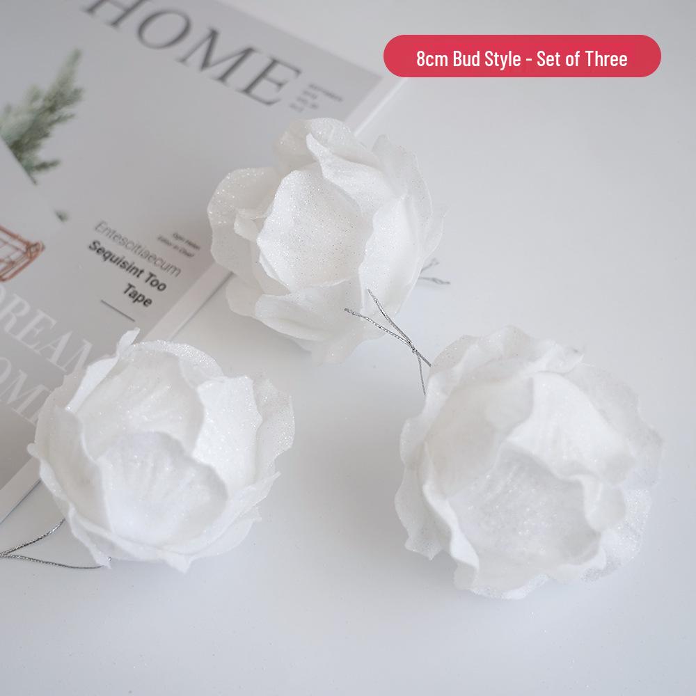White Glitter Petal Foam Christmas Ball Ornaments for Tree Decorations