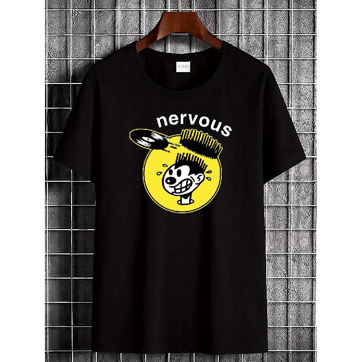 Nervous Records Unisex T-Shirt / Ikonisches Plattenlabel-Design Nervous Logo Schallwellen-Grafik / Lässige Streetwear Perfekt für den Alltag