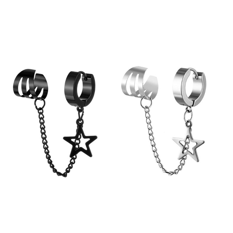 Fashionable Five Point Star Ear Clips With Secure Ear Cuff Design Comfortable Ear Studs For Daily Wear