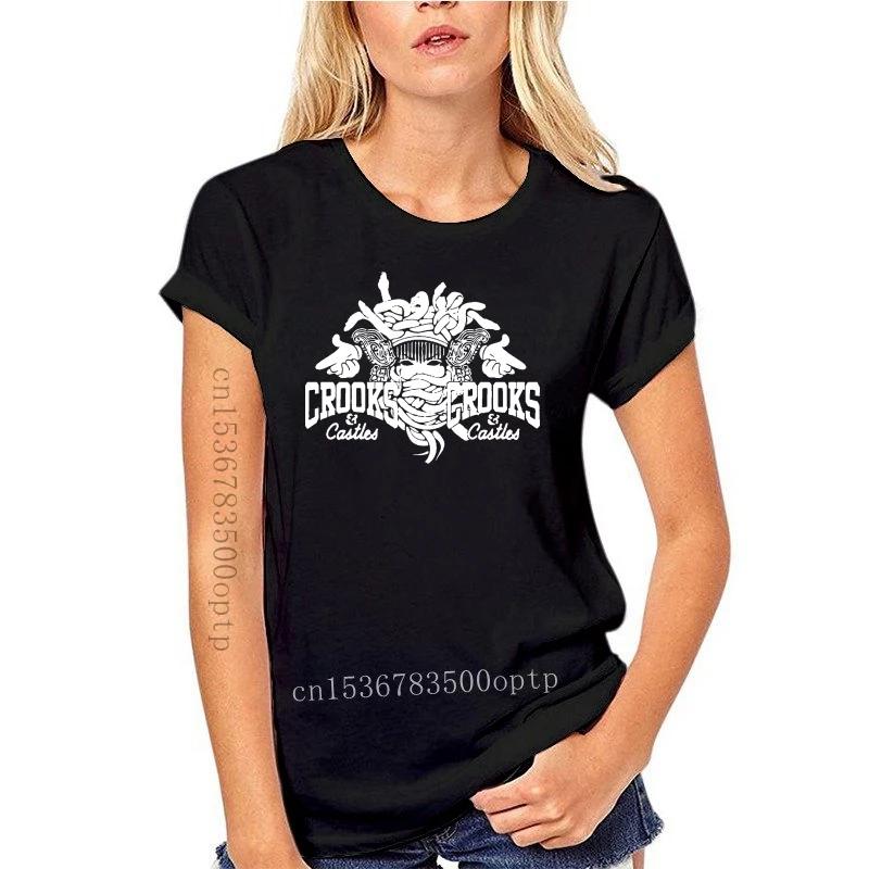 

New Crooks Castles Logo Black T Shirt Men Women Unisex Tumblr Tee Sleeve Harajuku Tops 4XL