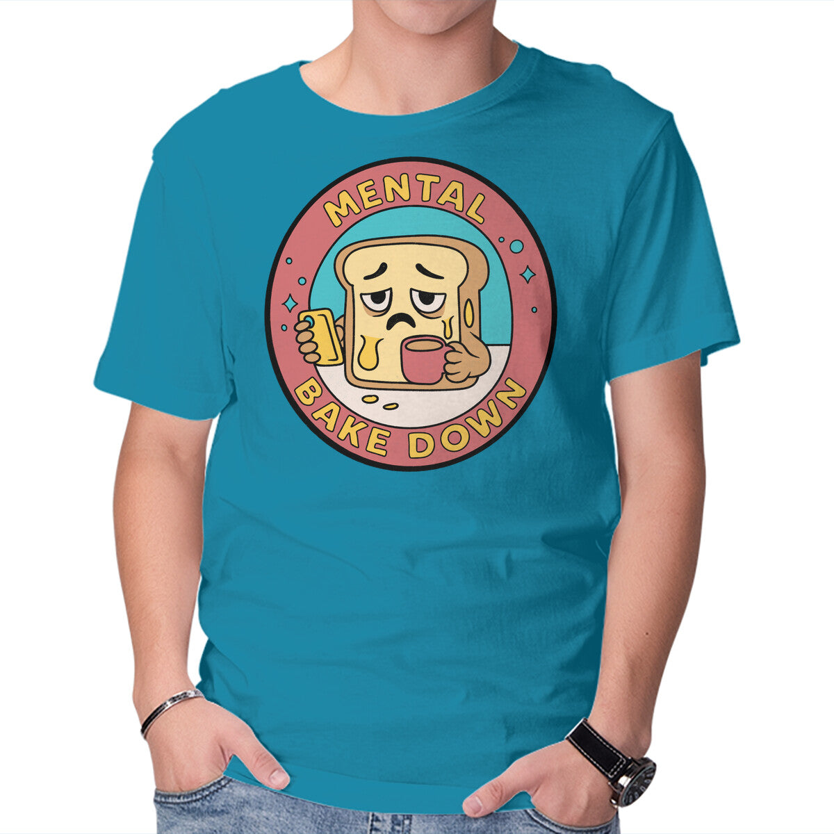 Unisex Crew Neck T-Shirt Mental Bake Down Graphic Short Sleeve Casual Tee XXL