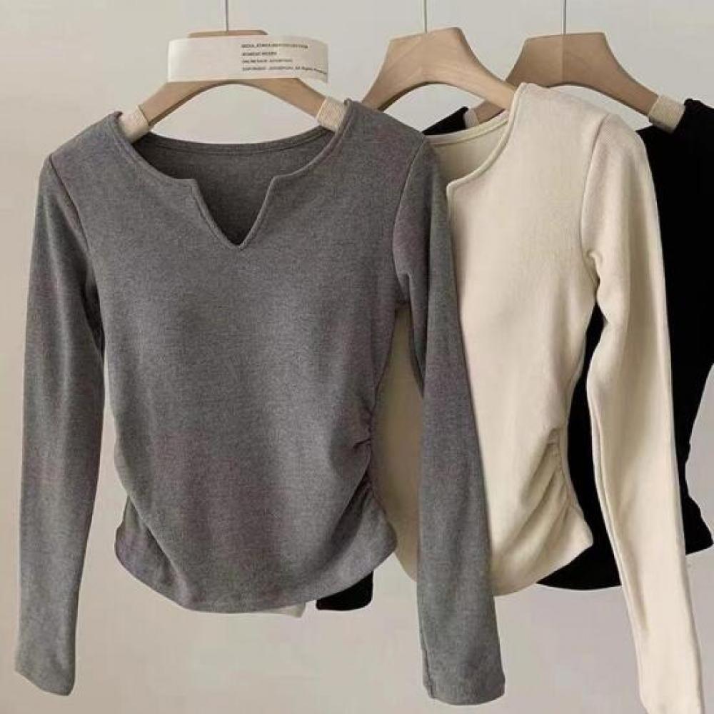 Shop Women S Comfy Padded Split Neck Side Shirred lS Tee wdmS wSh tS14663144