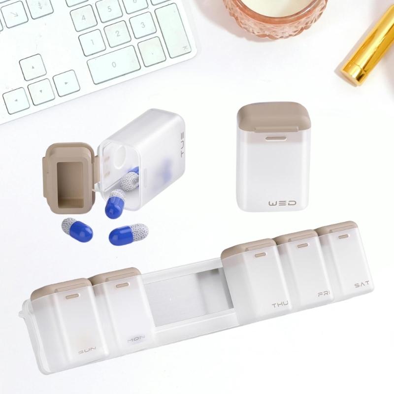 Space Saving Magnetic Pills Box Organizers 6 Compartment Secure Lock System Medicine Dispenser for Vitamins & Medications