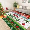 Red Christmas Area Rug Snowflakes Merry Christmas Non-Slip Washable Rug Winter Floor Carpet for Bedroom Living Room Room Decor