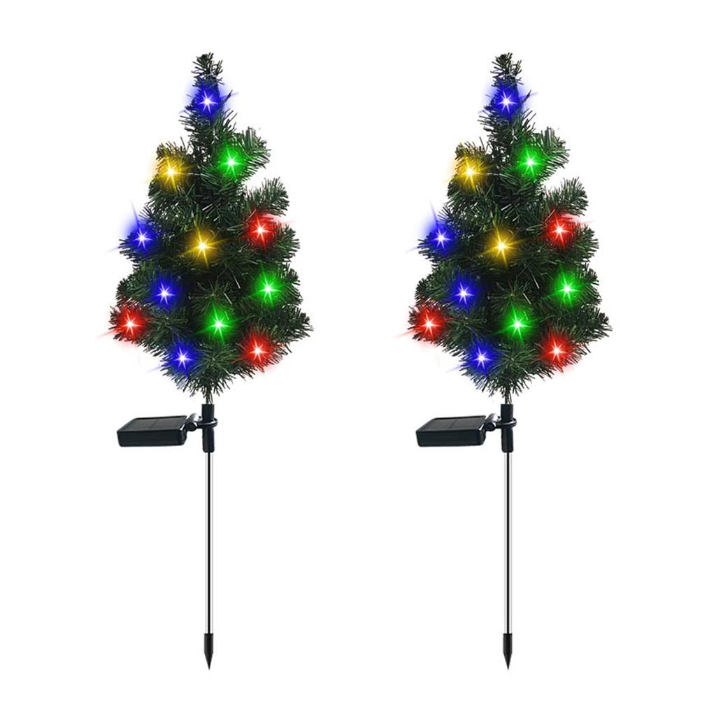 Solar Lawn Lamp Ground Stake Xmas Tree Water Proof Holiday Landscape Light for Outdoor Garden Courty
