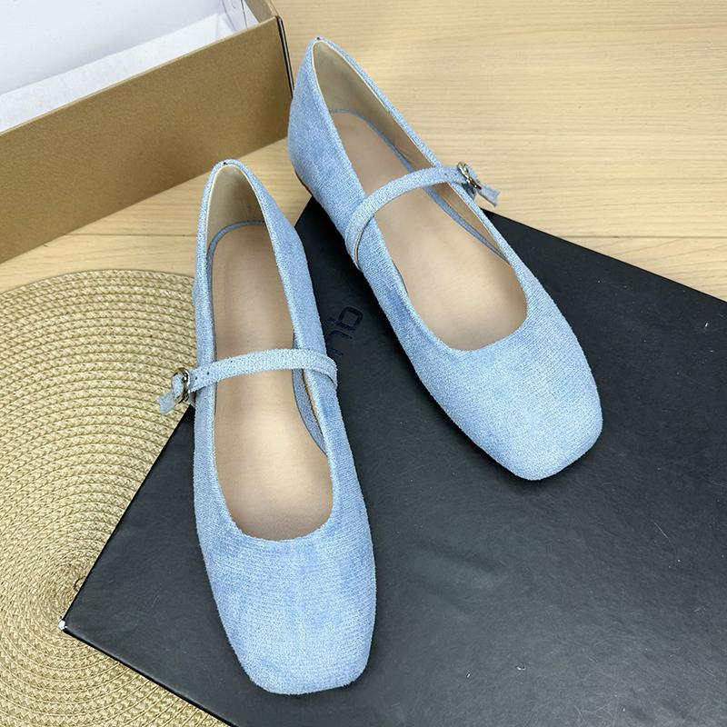 Fashion Flat Shoes for Women 2025 Square Toe Shallow Mouth Suede New Mary Jane Shoes Large Size Women's Shoes 42 43 44 Zapatos