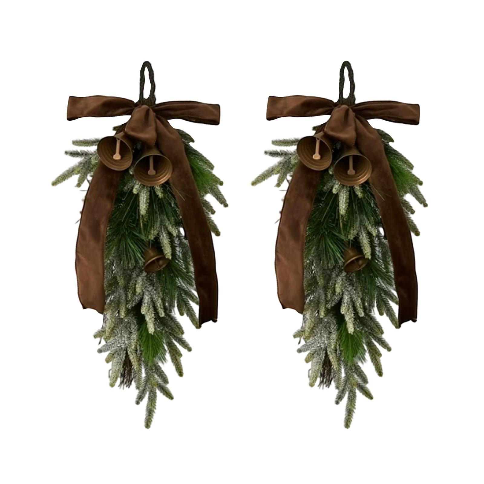 

70cm Christmas Door Decoration With Bells, Bows And One Size