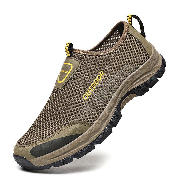 Summer Men's Large Size Outdoor Mesh Shoes with Fat Instep High Foot Fat Size Breathable Mountaineering Casual Shoes
