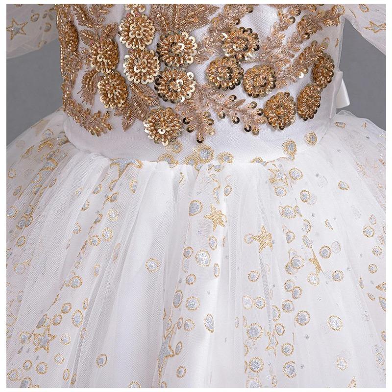 Kids Dress Girls Wedding Mesh Long Girl Dress Elegant Princess Party Pageant Formal Gown Teen Children