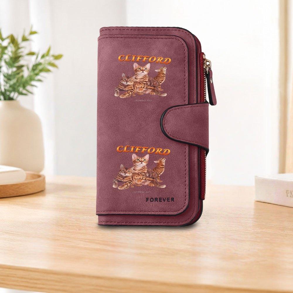 Clifford Cat Long Zipper Wallet Large Capacity Card Holder Unisex Clutch Bag Fashionable Zipper Coin Purse Perfect For Daily Commute Travel Shopping