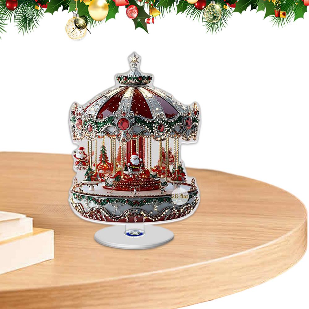 Christmas Go Round Decoration Traditional 2D Festive Christmas Acrylic Decoration Merry Go Round Horse Ornament For Window