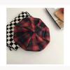 Retro Red Plaid Beret: Niche Design, Versatile Christmas Octagonal Hat, Light Luxury Style