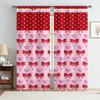 Set Of 2 Red White Polka Dot Bow Heart Curtain Sweet Retro Style Living Room Bedroom Decorative Drawbar Pockets For Area Made Polyester