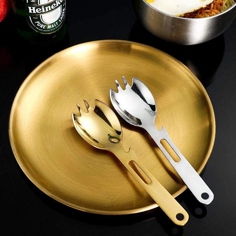 304 stainless steel multi-purpose spoon multi-functional fork and spoon integrated portable tableware fruit fork
