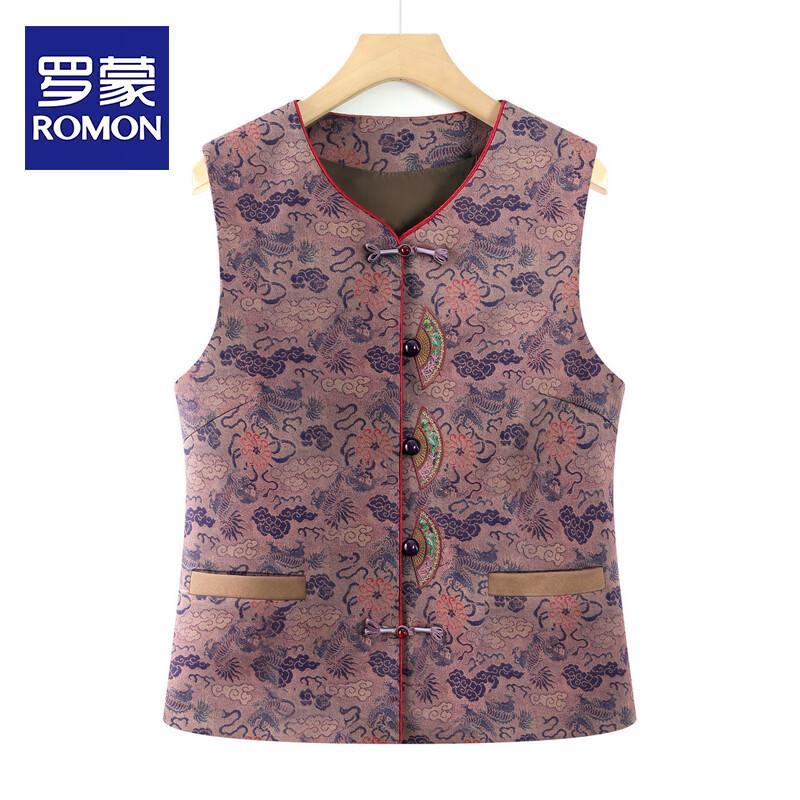 Romon Women s New Chinese Style Retro Floral Vest 7XL фиолетовый