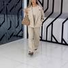 2025 Autumn/Winter Cross-border European and American Casual Closed-sleeve Suit Buttoned Cardigan Long-sleeve Jacket Loose Wide-leg Pants Set