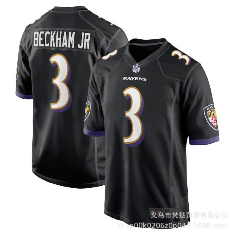 Camiseta NFL Baltimore Ravens para Hombre 8 Lamar Jackson 14 Marquise Brown Morado Blanco Negro Mezcla de Algodón Manga Corta Cuello en V Fanático del Deporte