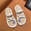 Thick-bottomed Bread Slippers Women's Outer Wear 2025 Summer New Internet Celebrity Fashion Simple Versatile Open-toe Word with Sandals