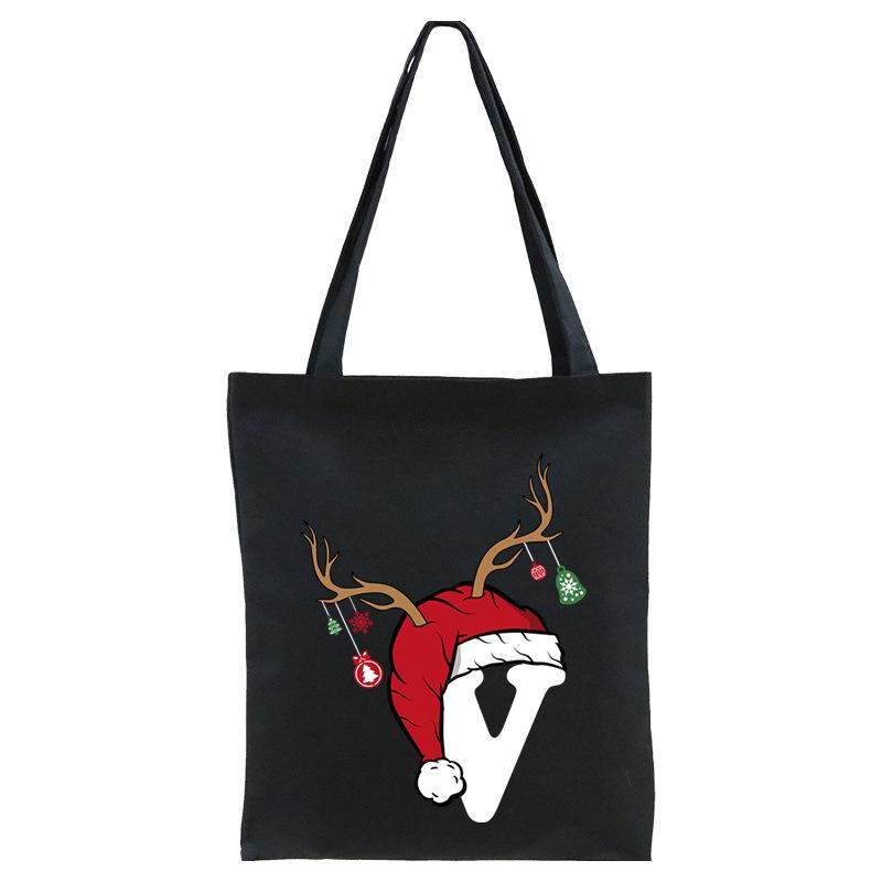 Christmas 26 English Letter Printing Tote Bag Shoulder Bag Women's New Large Capacity Go Out Portable