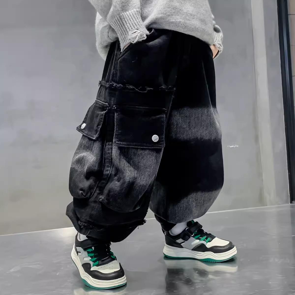 

Широкие джинсы для мальчиков - Весенне-осенний уличный стиль 2025 160 (Height 145-155cm)