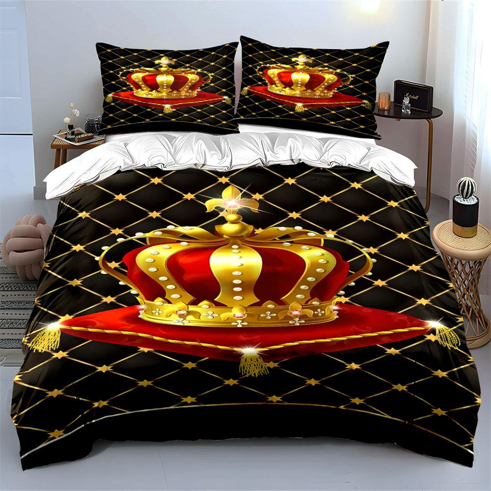 Golden crowns and diamonds. Bedding sets Duvet cover sets Duvet covers Pillowcases(1 * Duvet Cover 2 * Pillowcases without duvet insert)
