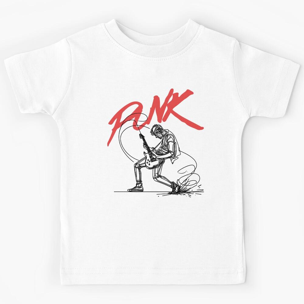PUNK rock guitarist - black line art Kids T-Shirt 110