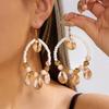 Handmade Drop Earrings Boho Style Sea Star Shell Earrings Summer Woven Hoop Earrings  Women Jewelry
