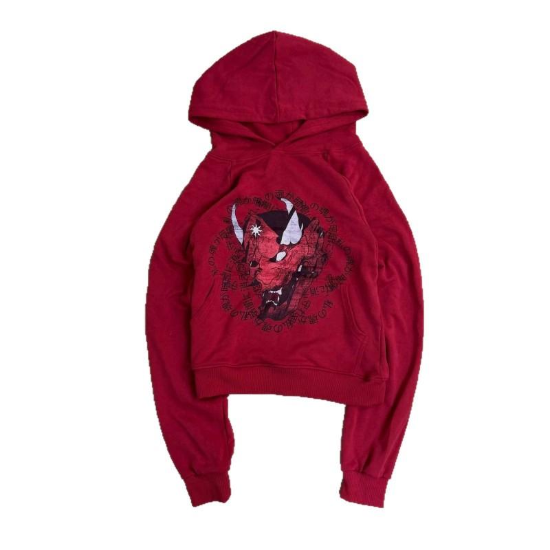 Y2K Graphic Print Loose Fit Long Sleeve Hoodie Streetwear Unisex