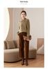 Women's Solid Color Cashmere Lapel Knit Sweater - Long Sleeve, Loose Fit, Warm Pullover for Autumn & Winter