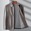 Men's Versatile Sheepskin Leather Jacket: 2025 Spring/Autumn, Middle-Aged Dad Lapel Motorcycle Style